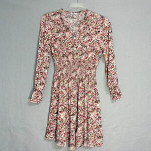 Tiramisu Womens Floral Mini‎ Dress Size M Ruffle Smocked Waist Cottagecore Boho